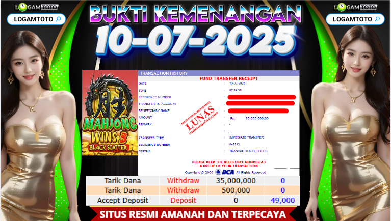 SELAMAT KEPADA MEMBER SETIA LOGAMTOTO BERHASIL JACKPOT DI PERMAINAN SLOT MAHJONG WAYS 3 BLACKSCATTER